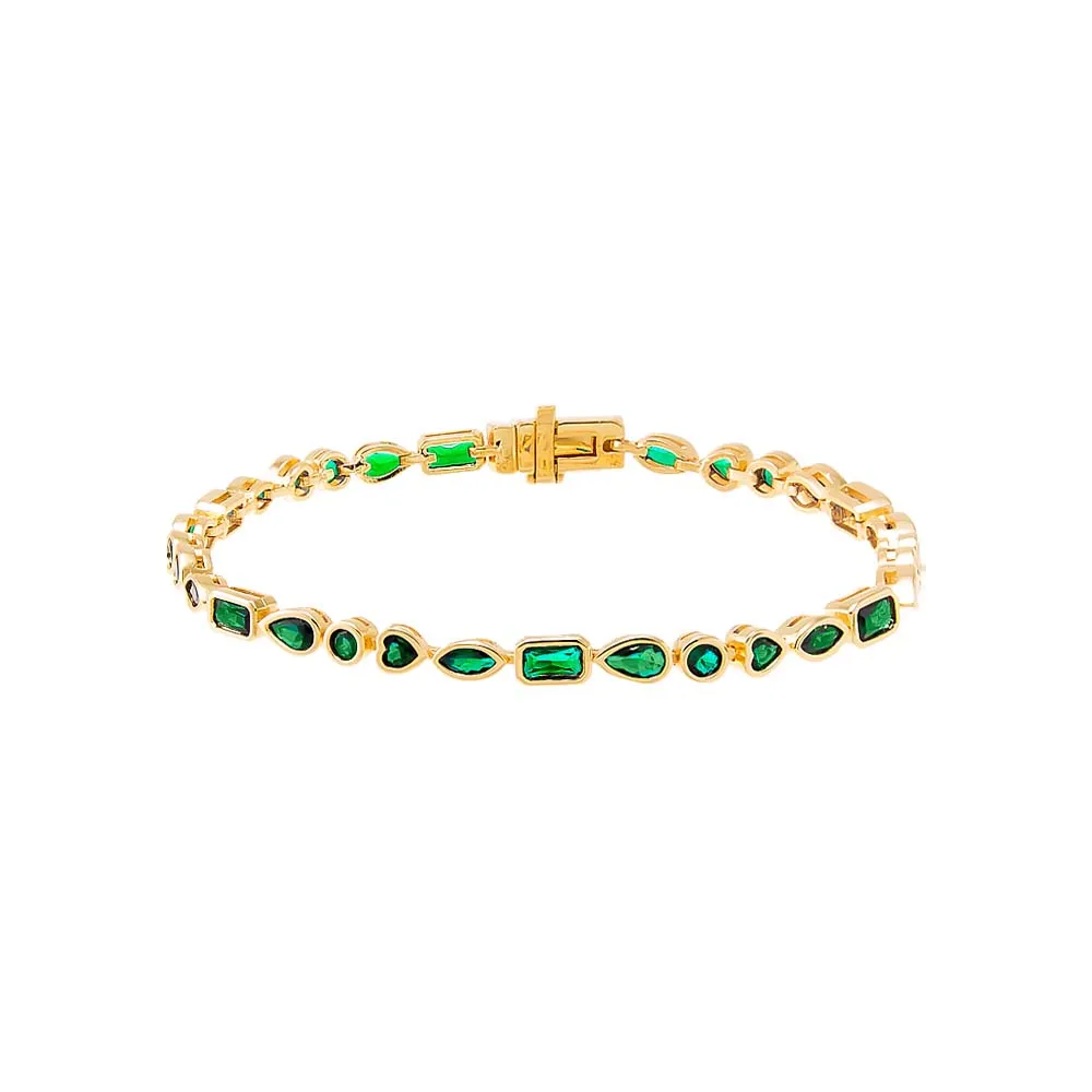 Colored Multi Shape Bezel Tennis Bracelet
