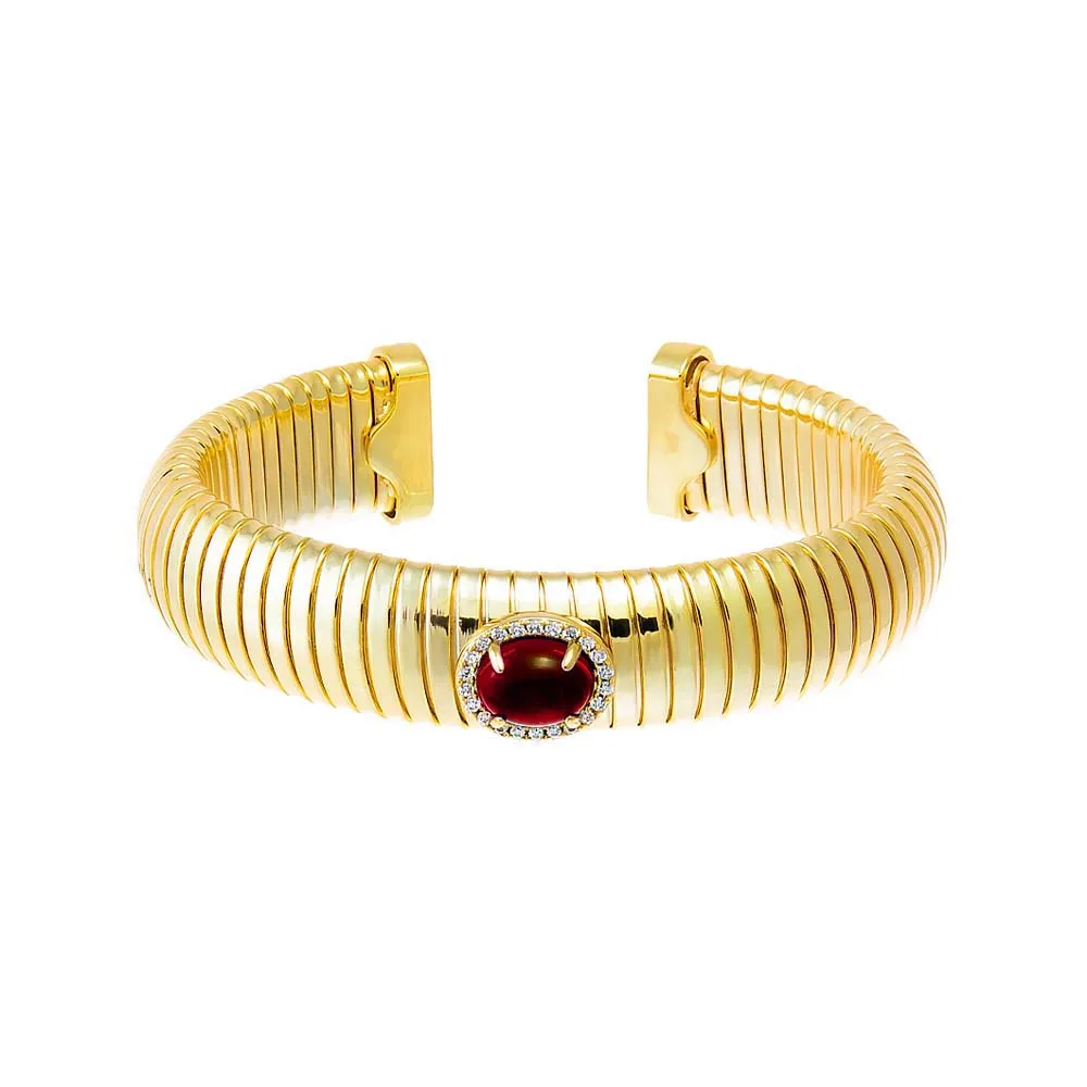 Colored Pave Stone Wide Snake Bangle Bracelet