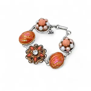 Coral Vintage Cluster Bracelet