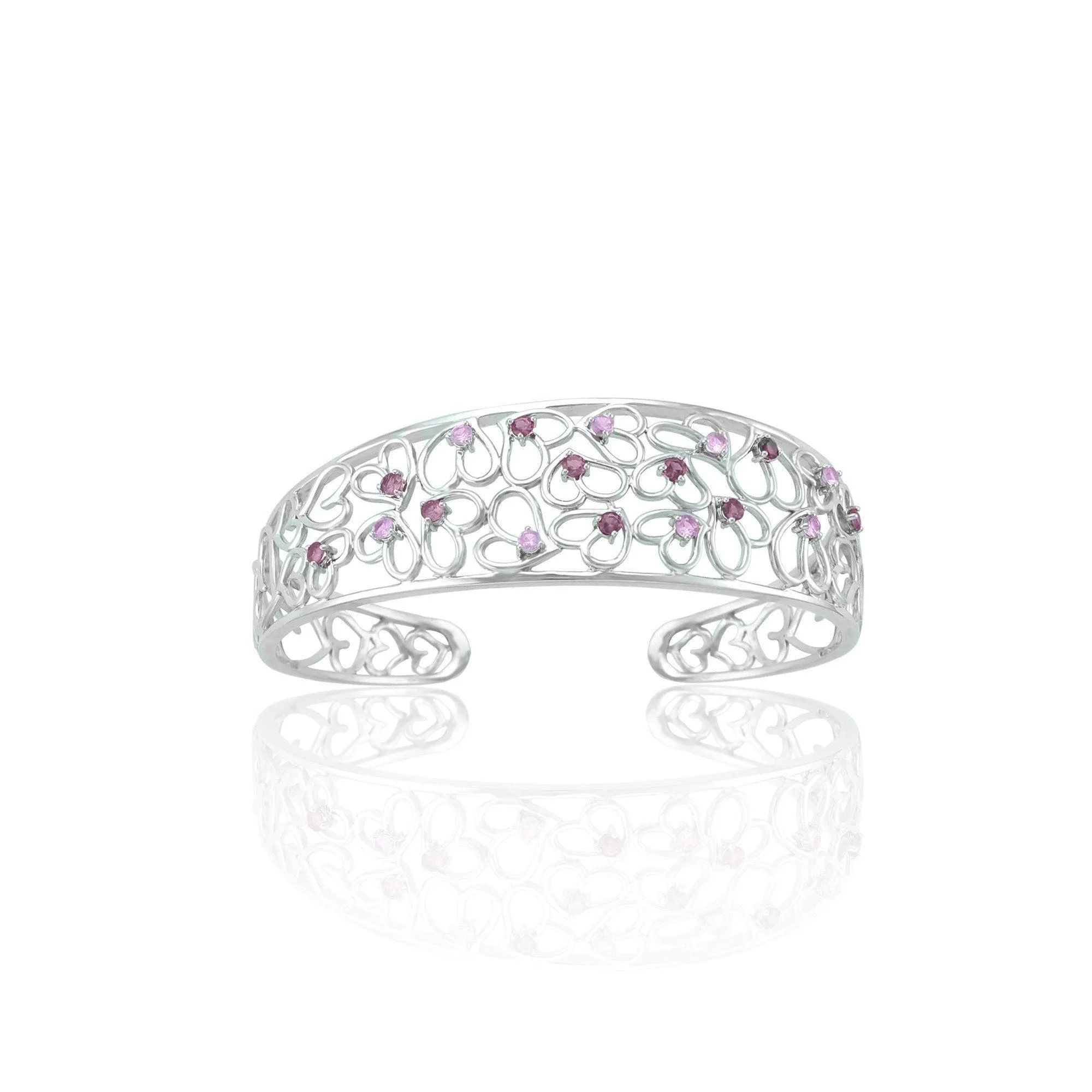 Created Pink Sapphire and Created Ruby Cuff Bangle