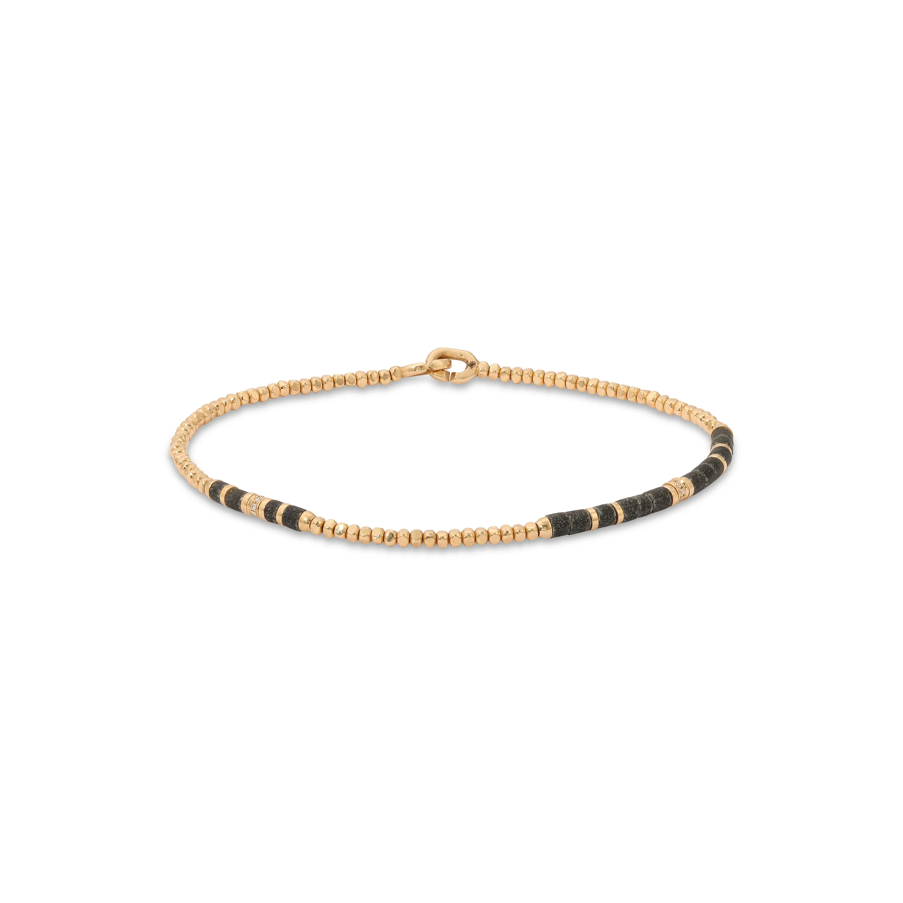 Creosote Bracelet | Dark Afghan Jade I Yellow Gold