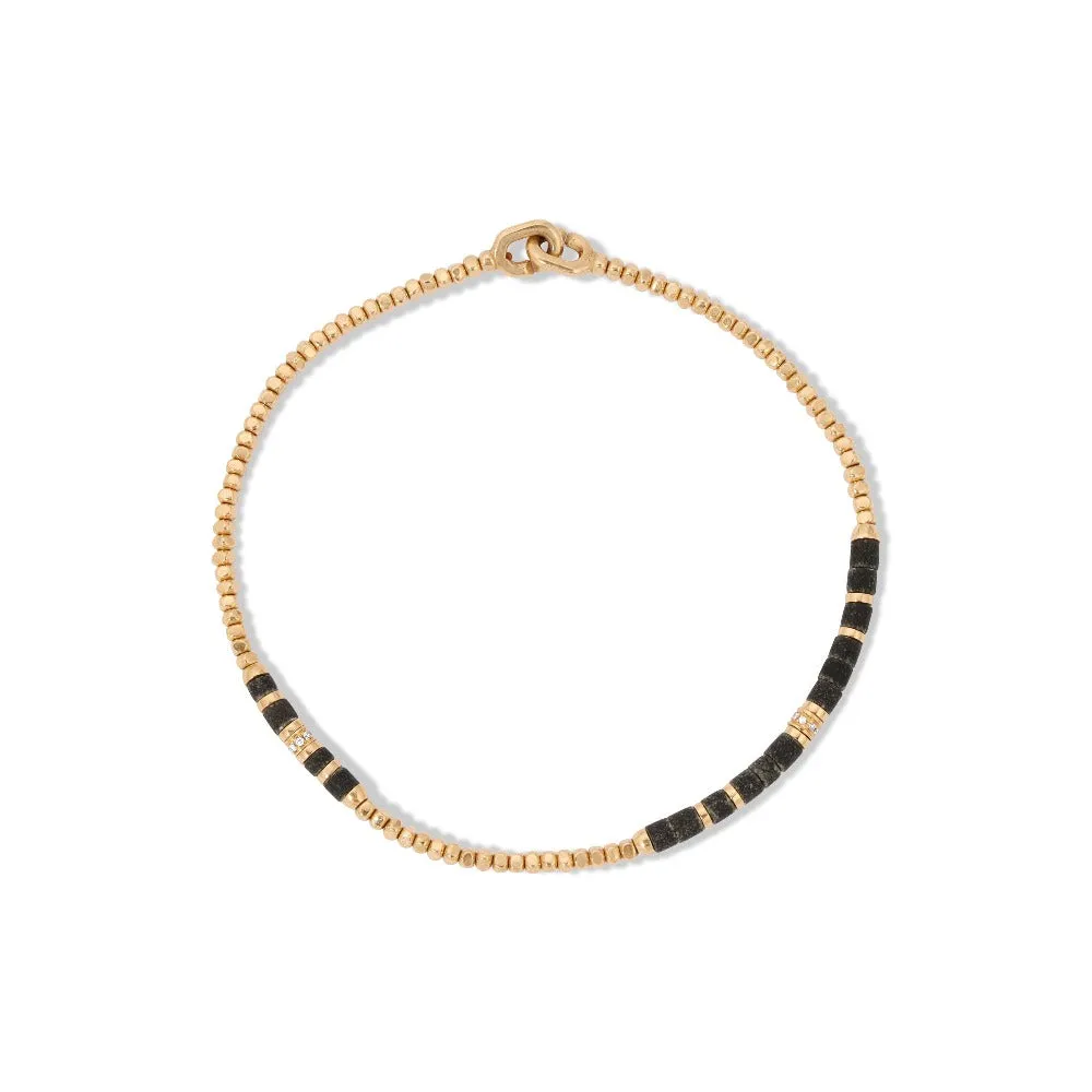 Creosote Bracelet | Dark Afghan Jade I Yellow Gold