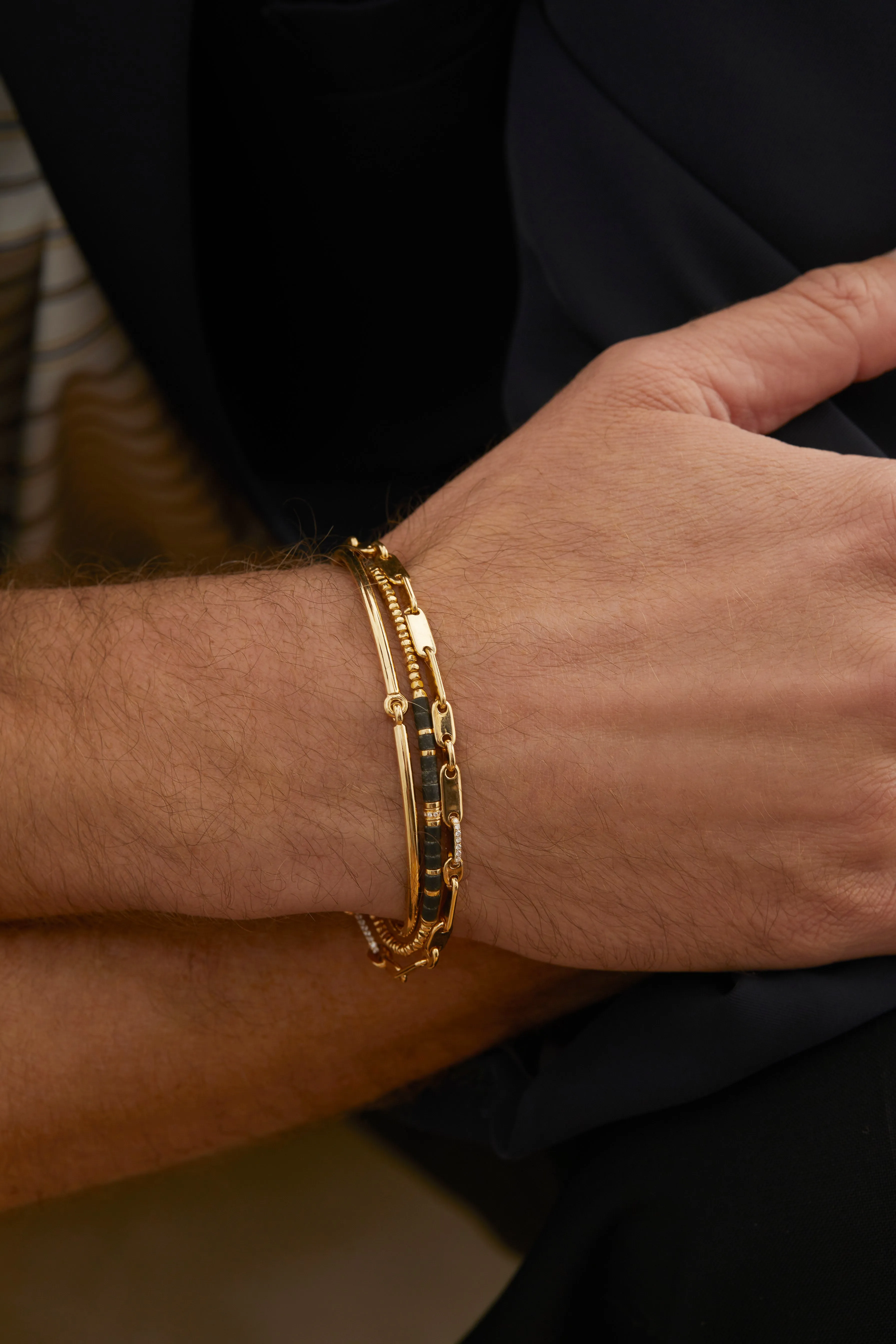 Creosote Bracelet | Dark Afghan Jade I Yellow Gold