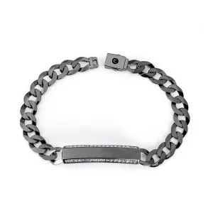 Crislu Black Rhodium Sterling Silver Cubic Zirconia 8.5-inch ID Curb Bracelet