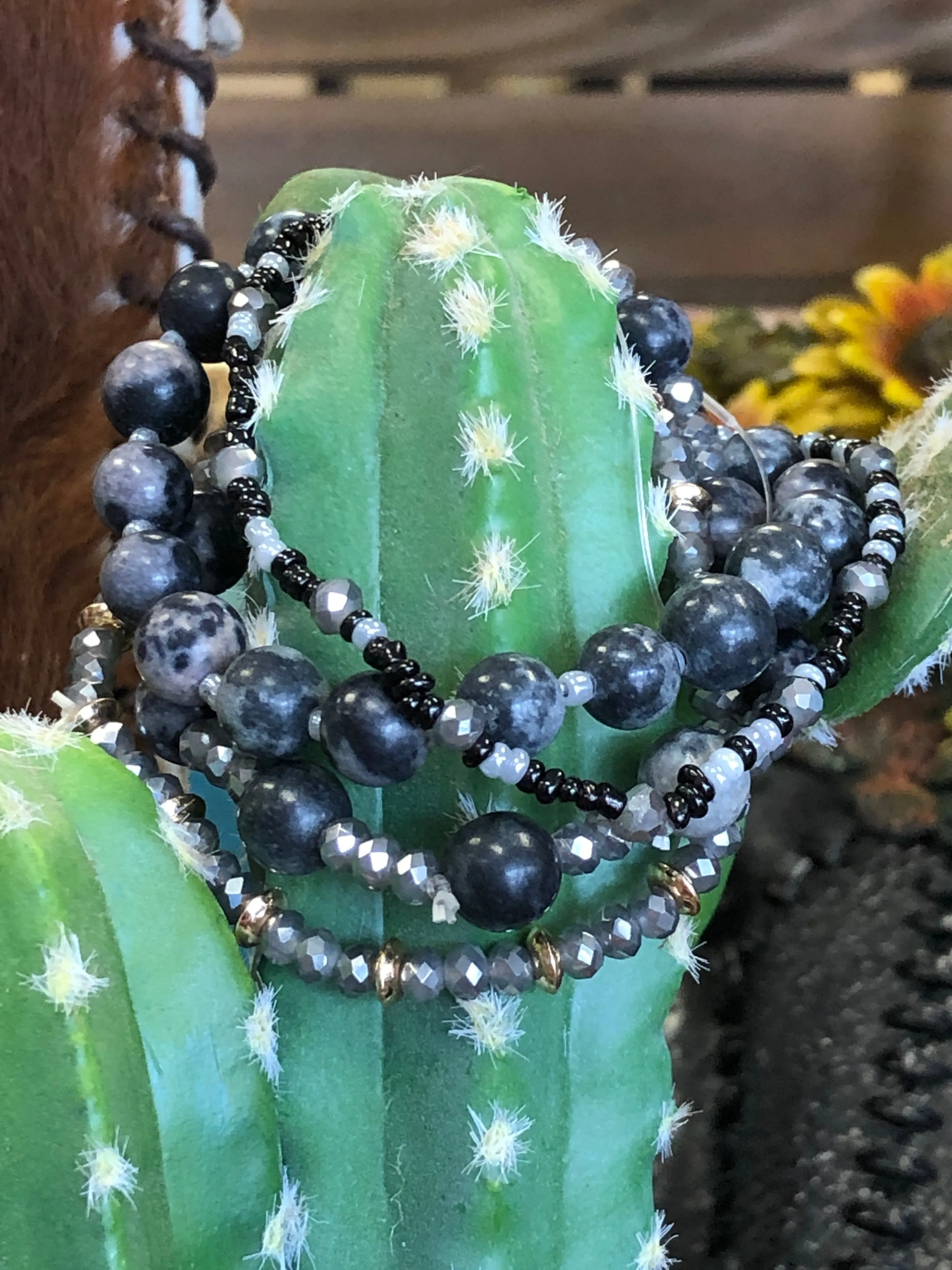 Crystal AB Beaded 4pc Bracelet Set