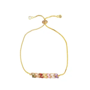 Crystal & Cubic Zirconia Ladder Layer Charm Adjustable Bracelet