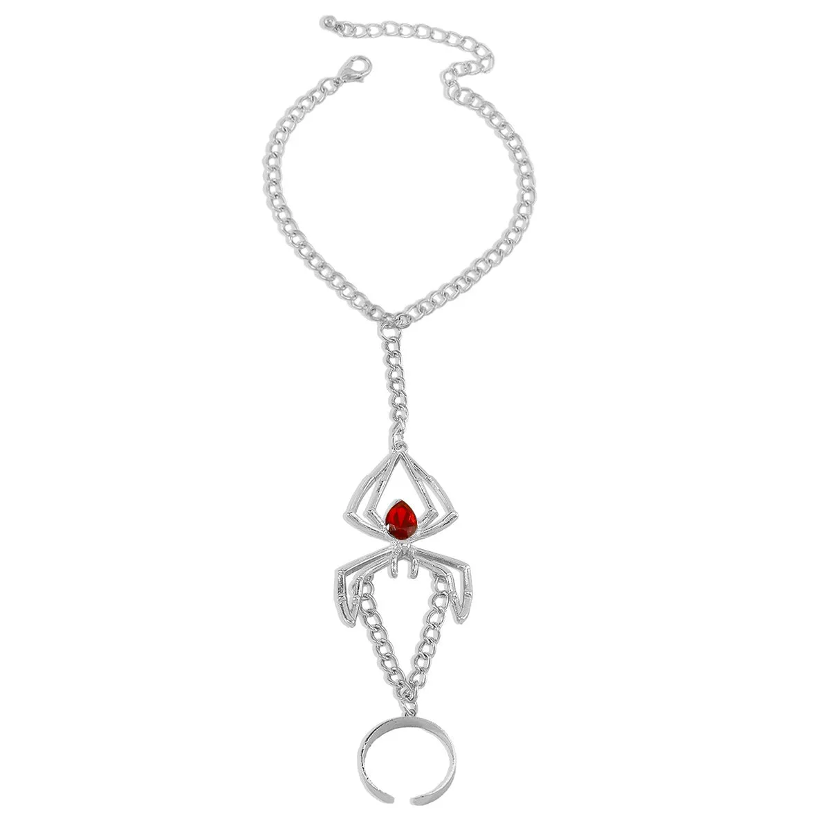 Crystal & Silver-Plated Spider Wrist-To-Ring Bracelet