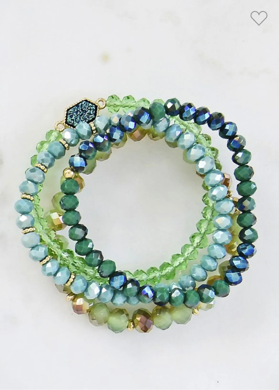 Crystal beaded stacking stretch bracelets set