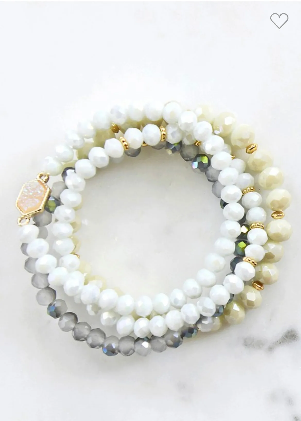 Crystal beaded stacking stretch bracelets set