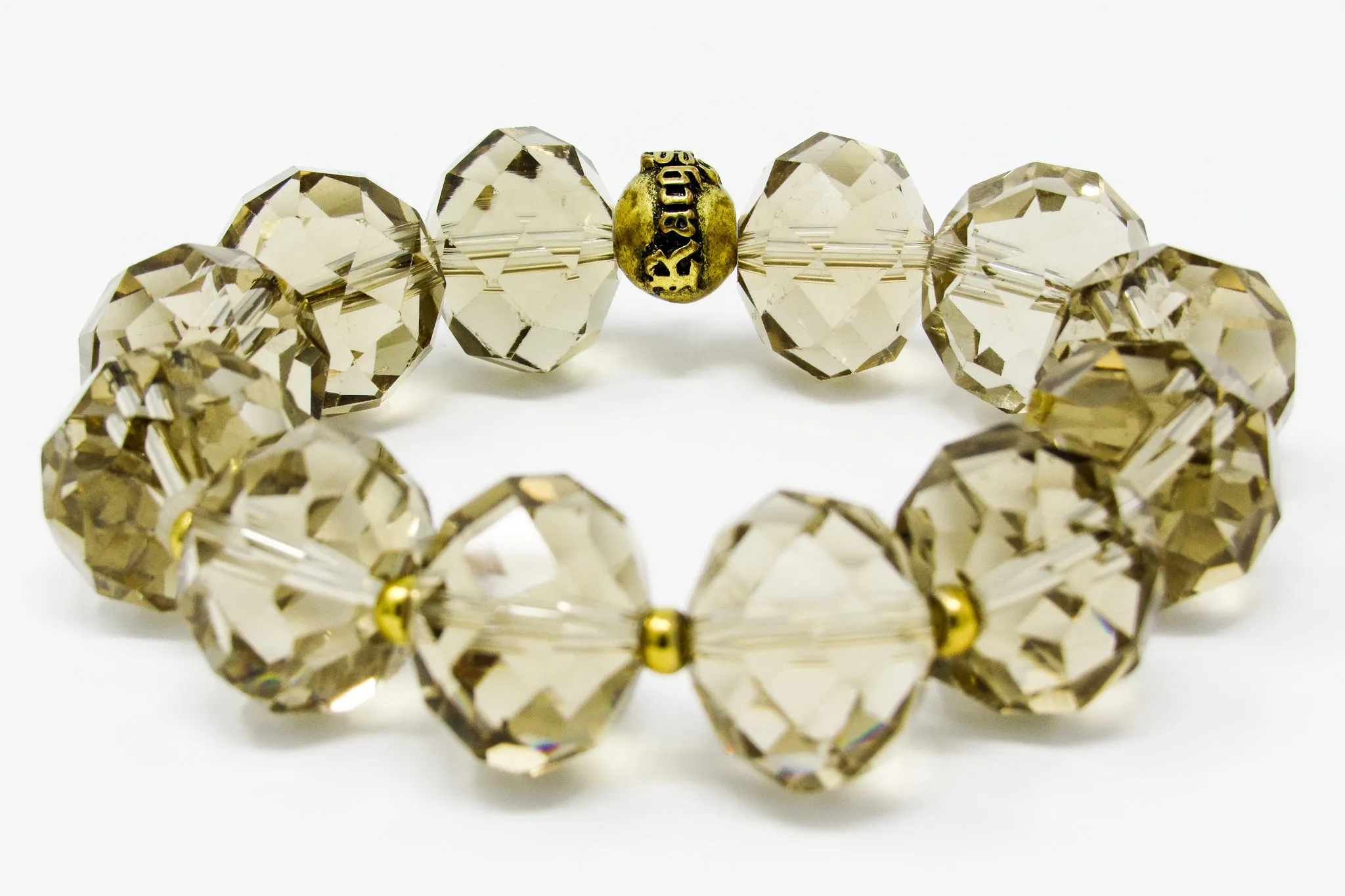 Crystal Layer Statement Bracelet-Champagne