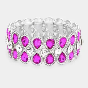 Crystal Purple Teardrop Stretch Pageant Bracelet | Prom Bracelet | 446827