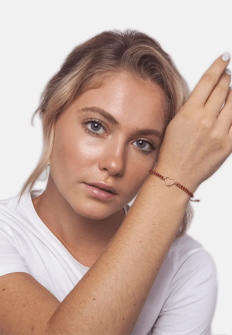 Crystal Red Heart Bracelet | Gold
