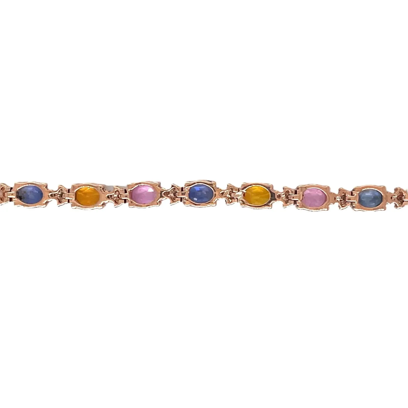 CTW 11 Natural Multicolor Sapphire Diamond Rose Gold Link Bracelet
