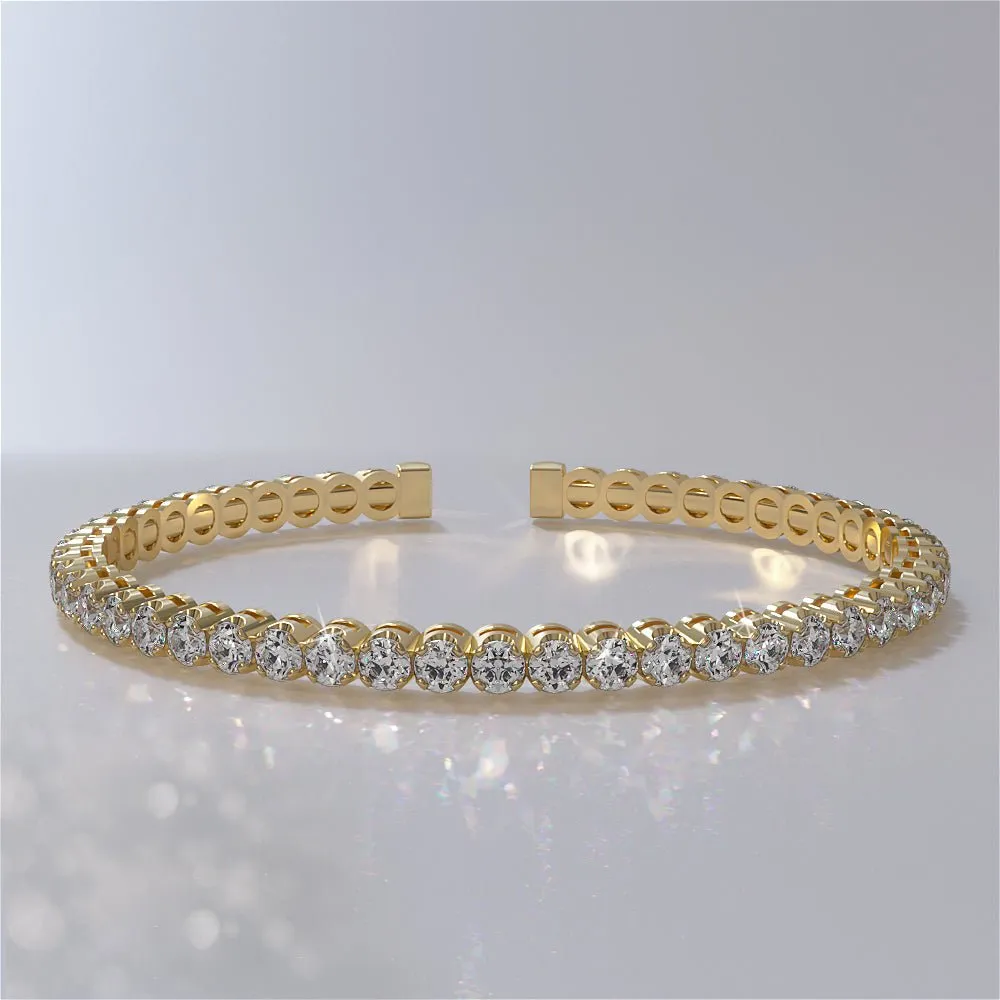 Curved Prong Flexible Diamond Bangle Lab-Grown Diamond Bracelet with 1.65 ct.(finished) 1.9mm