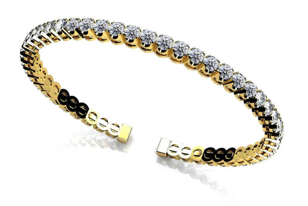 Curved Prong Flexible Diamond Bangle Lab-Grown Diamond Bracelet with 3.00 ct.(finished) 2.75mm