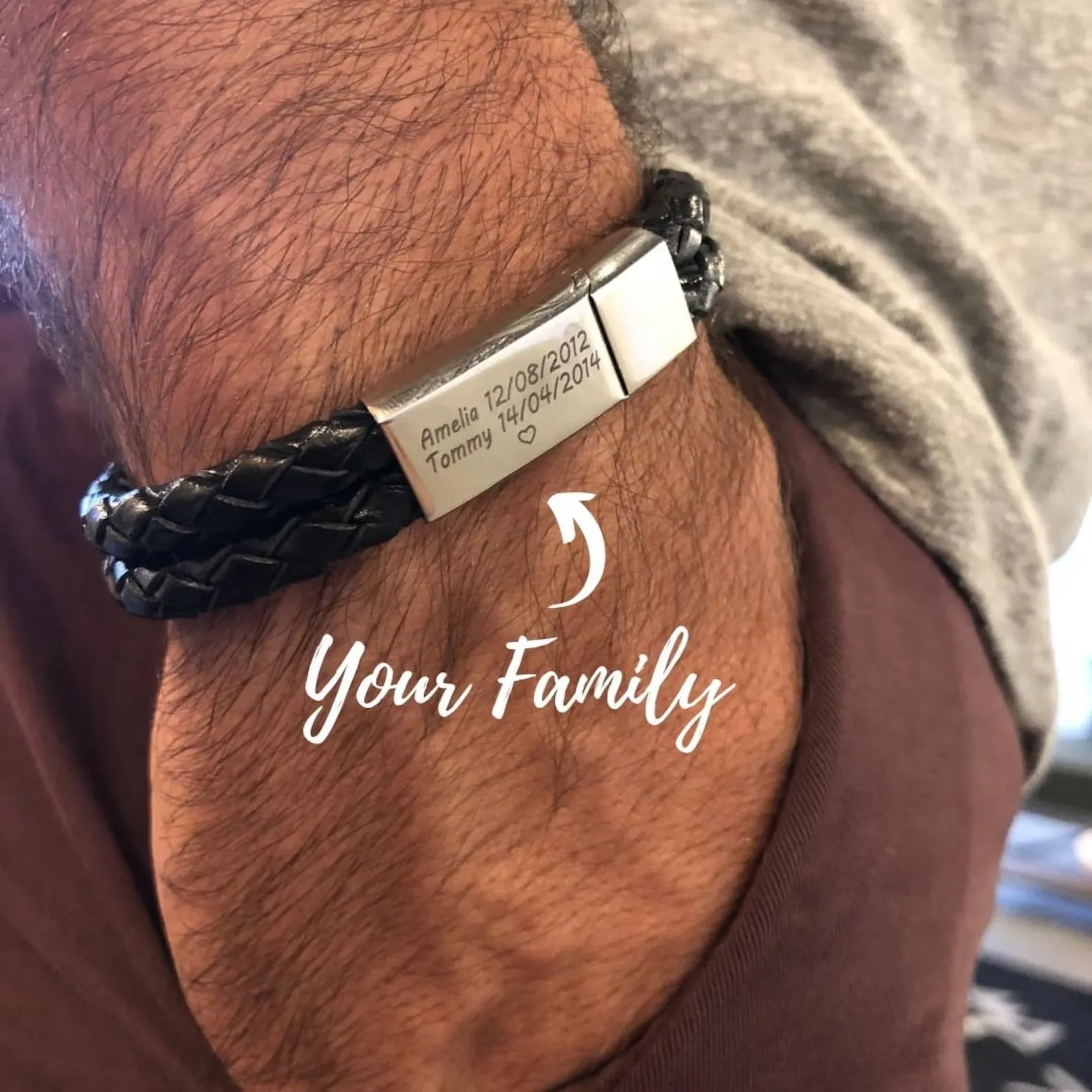 Custom Engraved Leather Bracelets For Men
