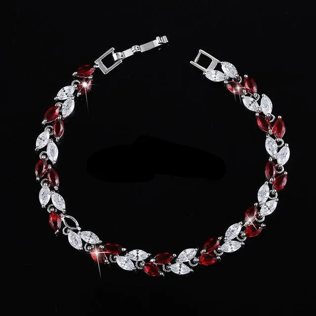 CWWZircons   Cubic  Silver Color Leaf Charm CZ Crystal  Bracelets Bangles for Women