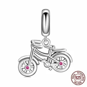 Cycolinks 925 Sterling Silver Bicycle Pink CZ Gems Charm