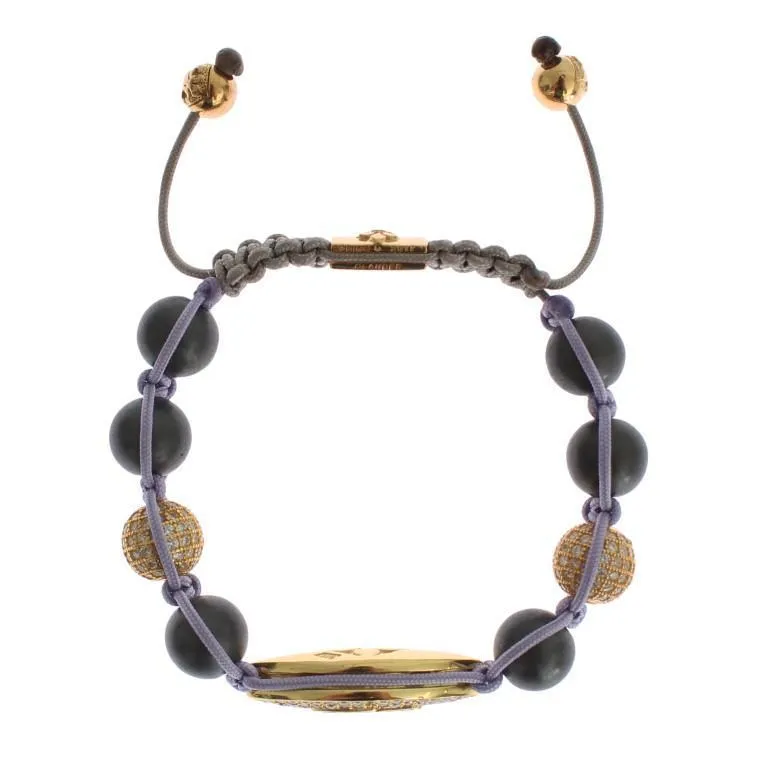 CZ Matte Onyx Gold 925 Silver Bracelet