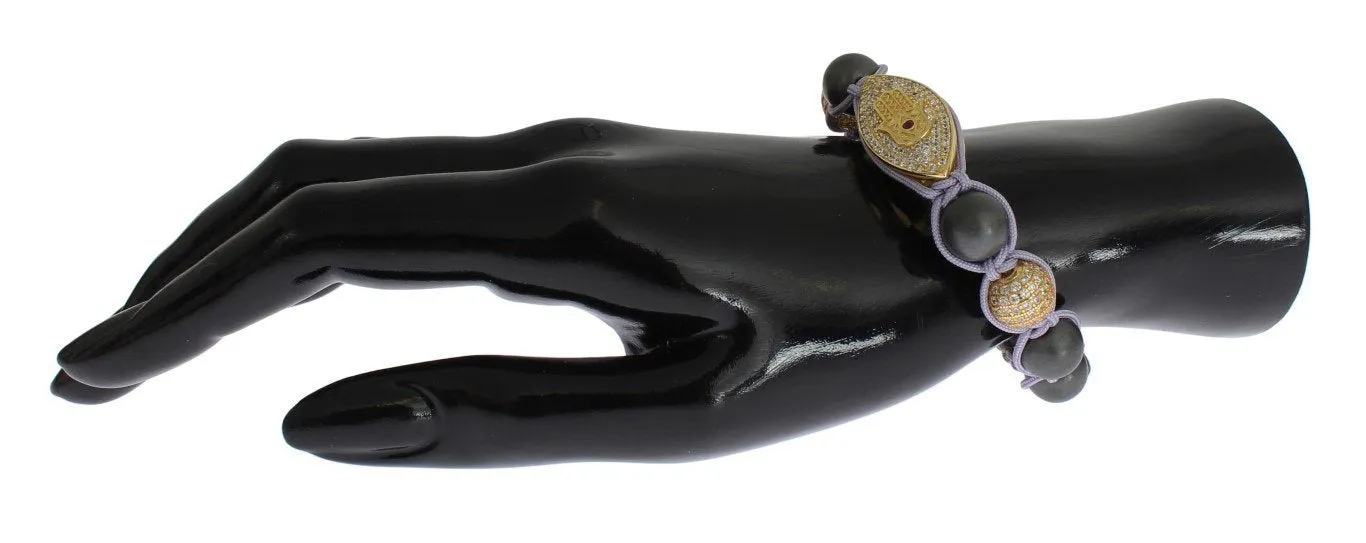 CZ Matte Onyx Gold 925 Silver Bracelet