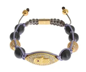 CZ Matte Onyx Gold 925 Silver Bracelet