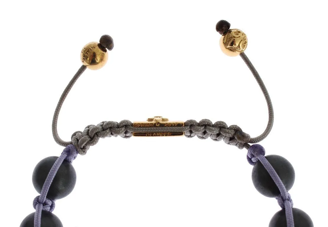 CZ Matte Onyx Gold 925 Silver Bracelet