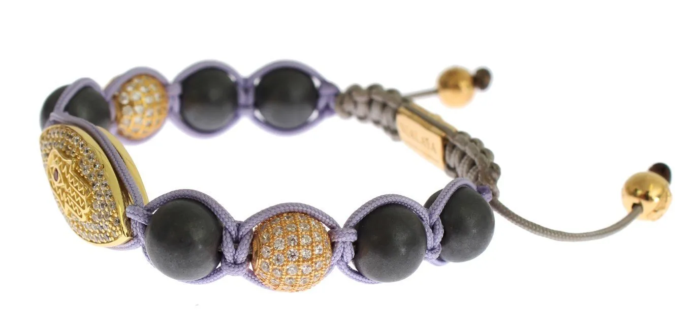CZ Matte Onyx Gold 925 Silver Bracelet
