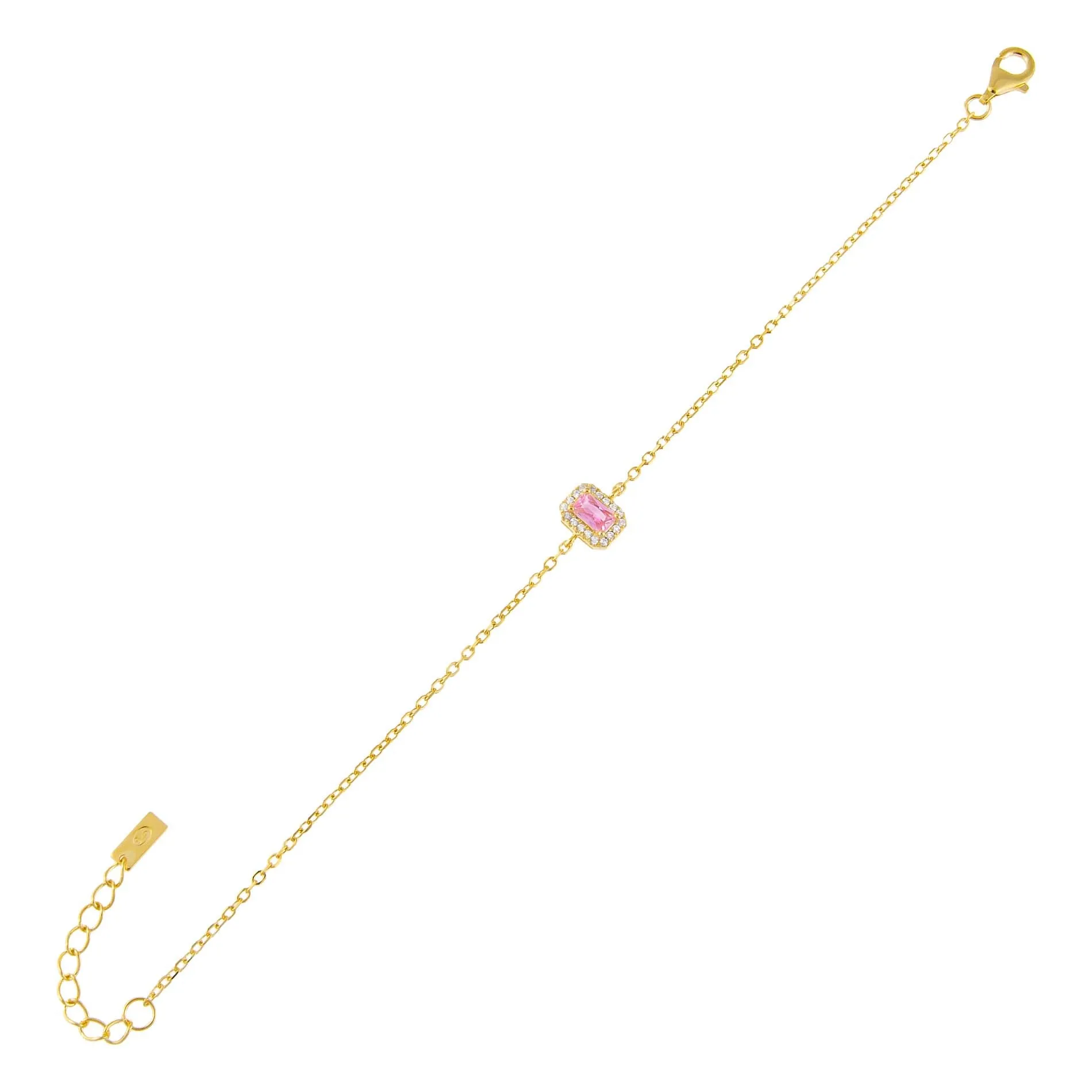 CZ Pink Illusion Baguette Bracelet