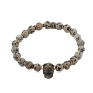 Dalmatian Jasper Beaded Dog Charm Bracelet