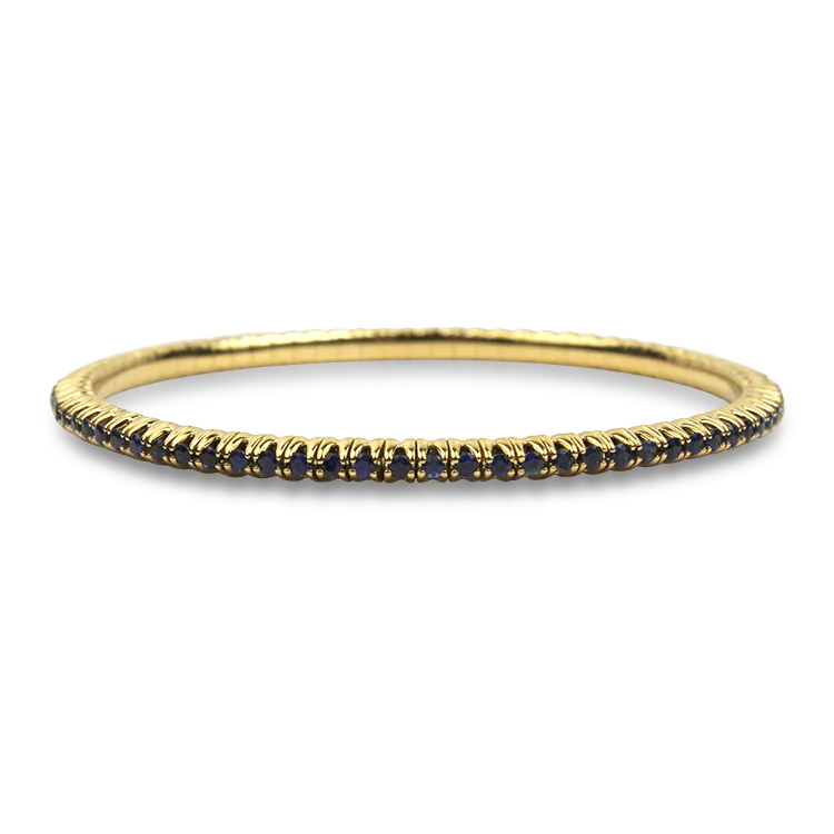 David Weisz 18k Yellow Gold Blue Sapphire Stretch Bracelet - 2.76ctw