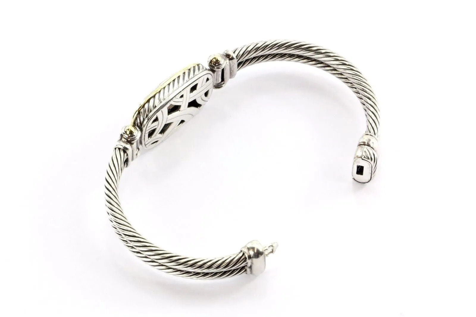 David Yurman Sterling & 18K Smoky Quartz Double Cable Oval Albion Bracelet