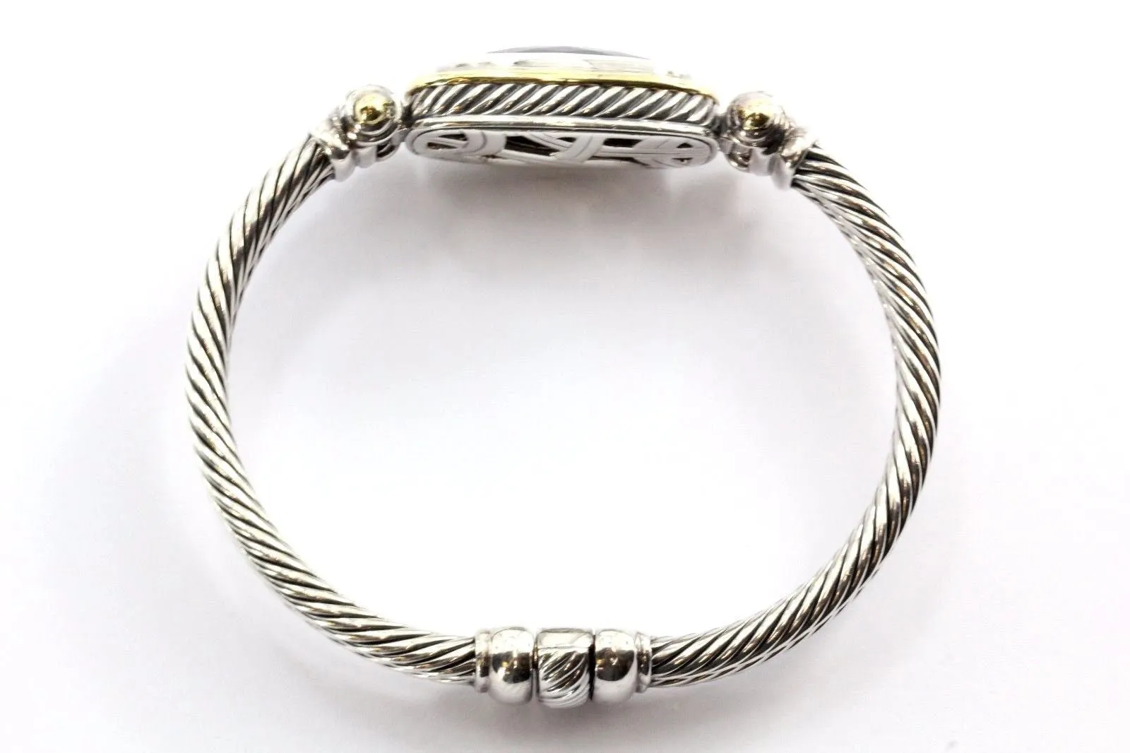 David Yurman Sterling & 18K Smoky Quartz Double Cable Oval Albion Bracelet