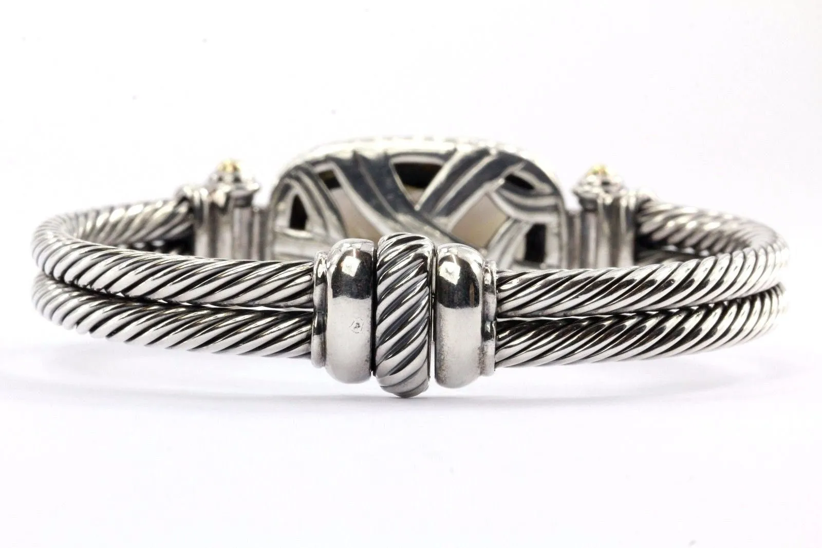 David Yurman Sterling & 18K Smoky Quartz Double Cable Oval Albion Bracelet