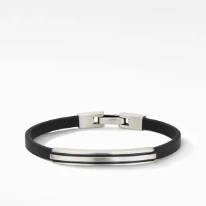 Deco Black Leather ID Bracelet, Size Medium