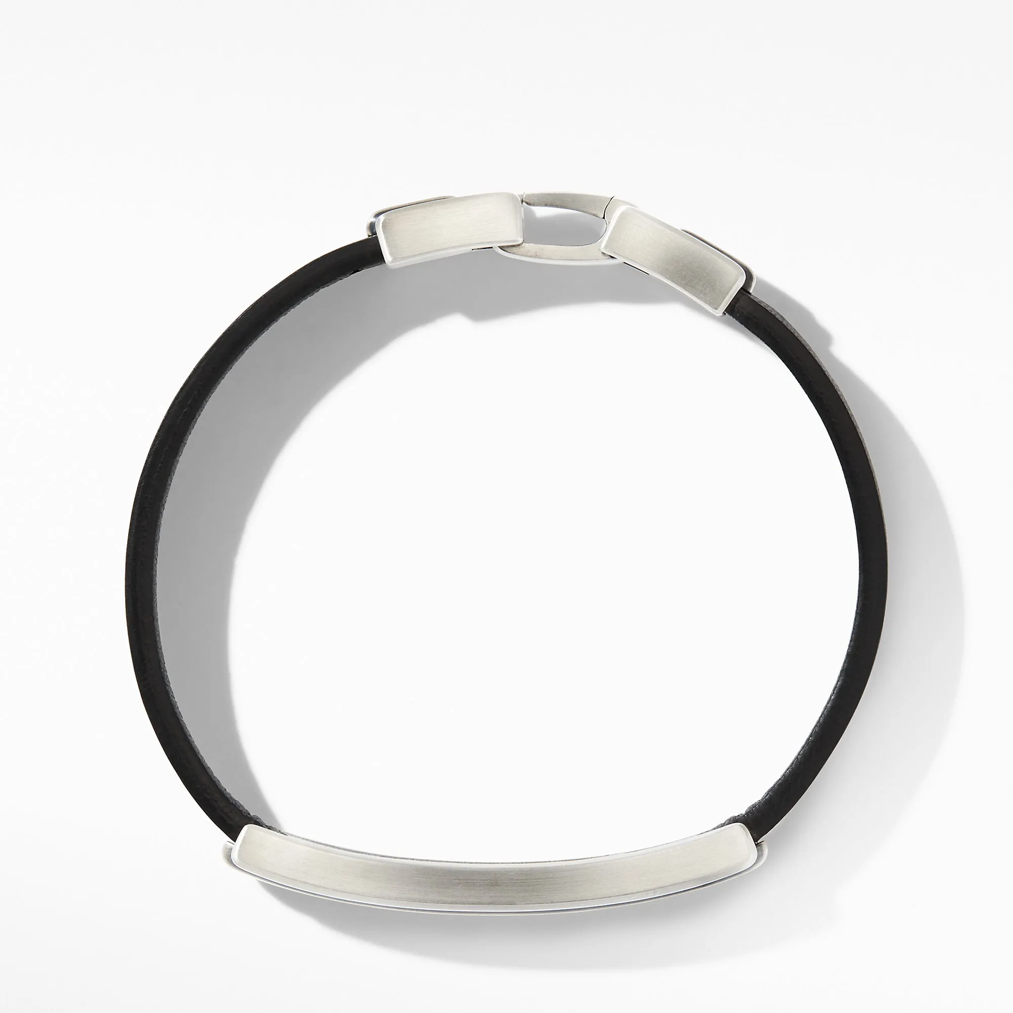 Deco Black Leather ID Bracelet, Size Medium
