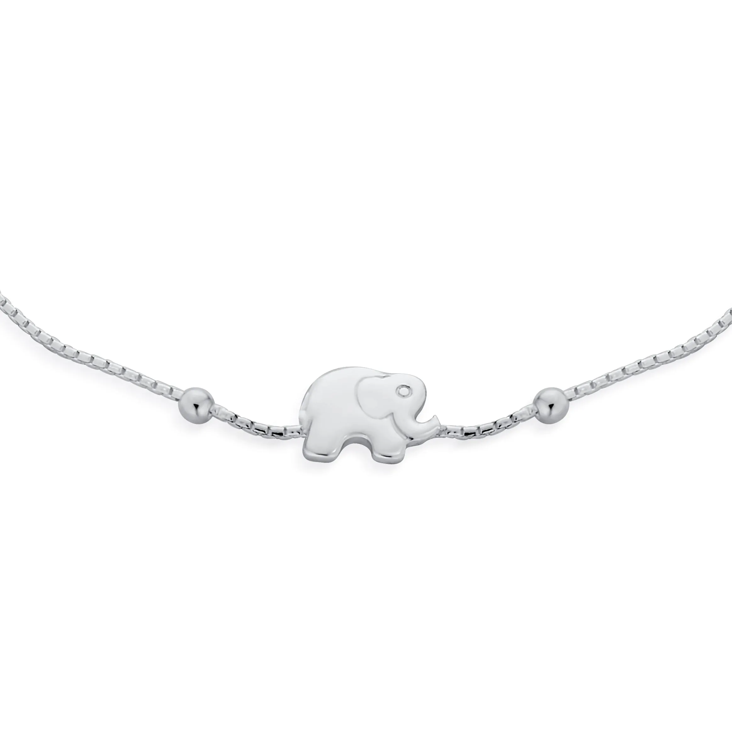 Delicate Elephant Bracelet with Lucky Animal Charms and Beads Silver 7.5 Inch