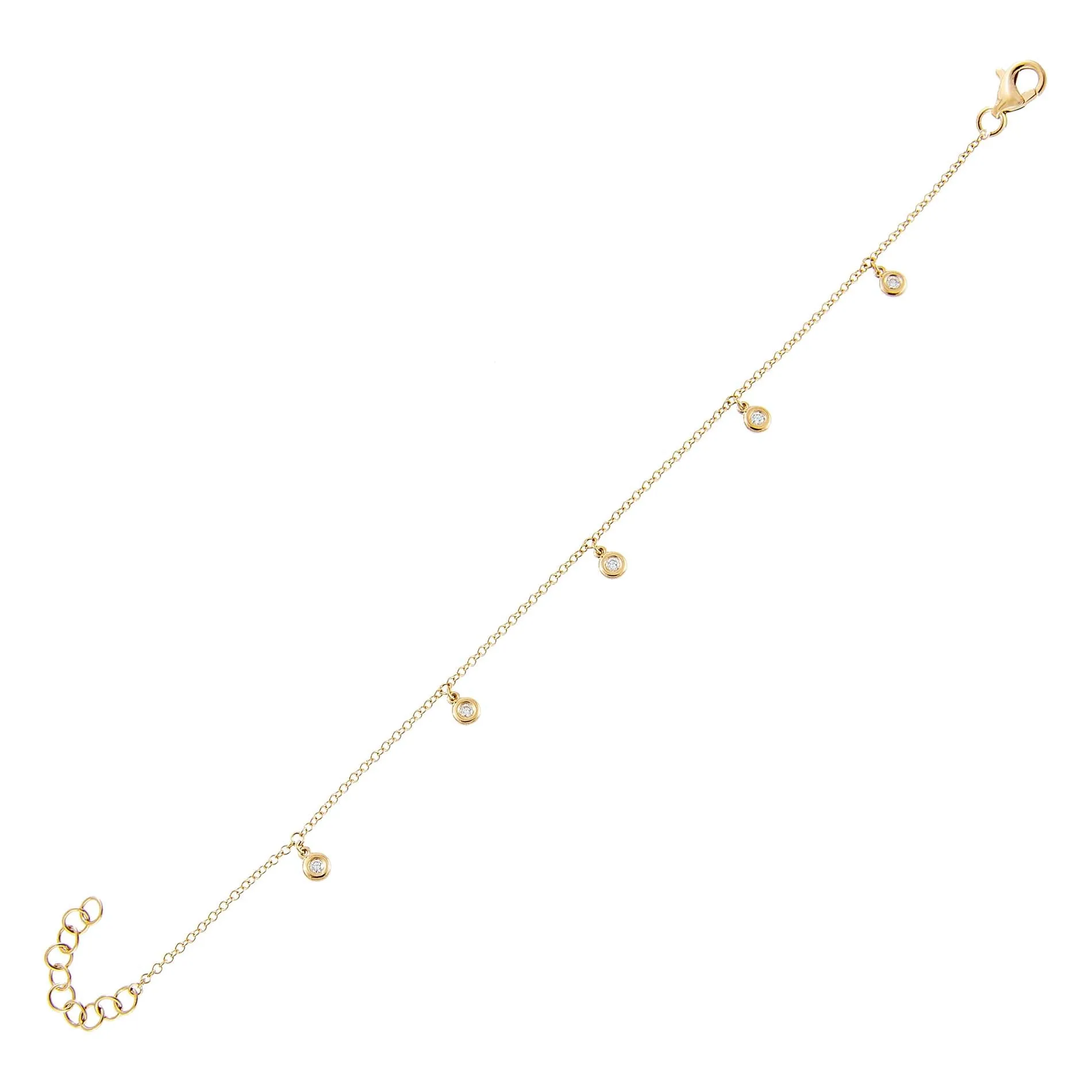Diamond Bezel Dangle Bracelet 14K