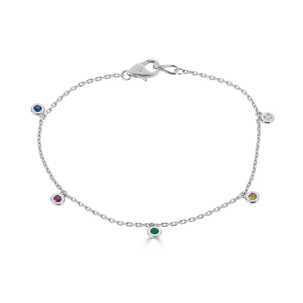 Diamond By The Yard 5-Stone Colored Bracelet