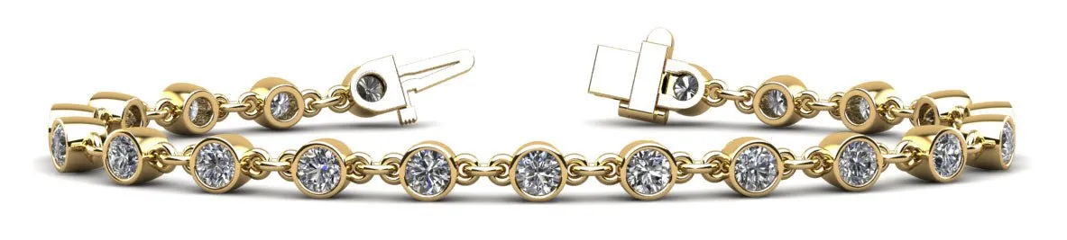 Diamond Drops Chain Link Bezel Lab-Grown Diamond Bracelet with 3.36 ct.(finished) 3.5mm