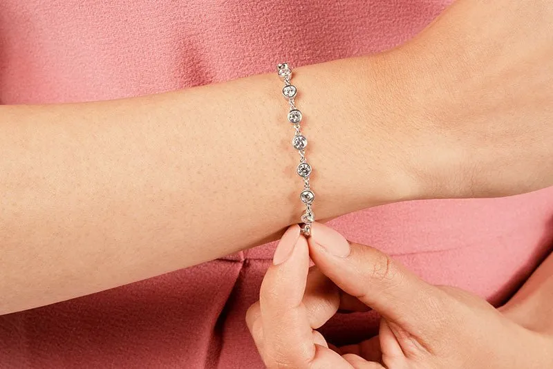 Diamond Drops Chain Link Bezel Lab-Grown Diamond Bracelet with 3.36 ct.(finished) 3.5mm