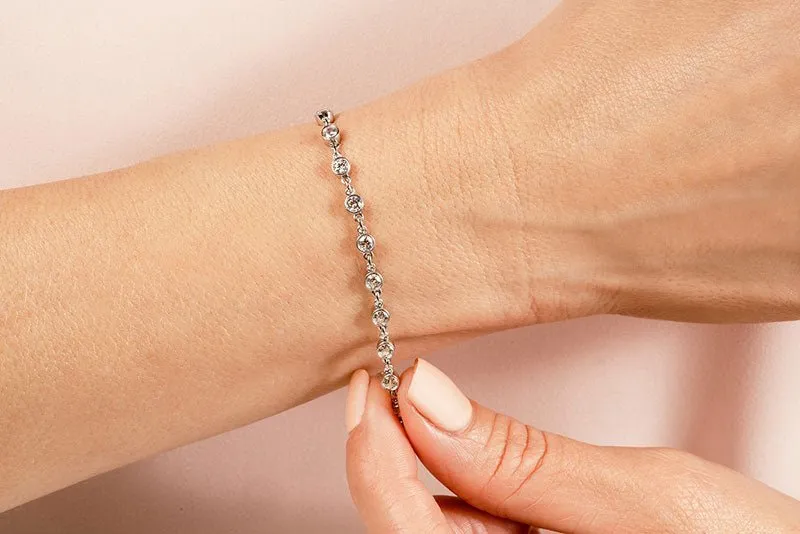 Diamond Drops Single Link Bezel Lab-Grown Diamond Bracelet with 2.04 ct.(finished) 2.5mm