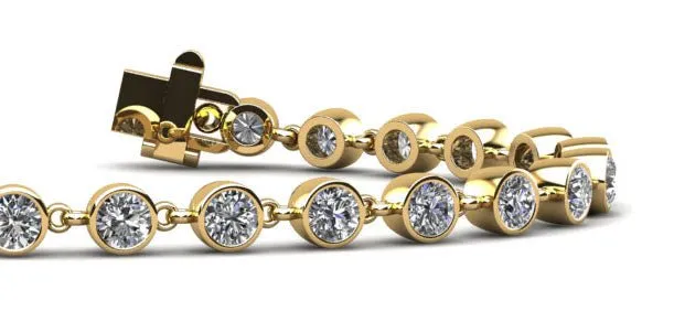 Diamond Drops Single Link Bezel Lab-Grown Diamond Bracelet with 2.04 ct.(finished) 2.5mm