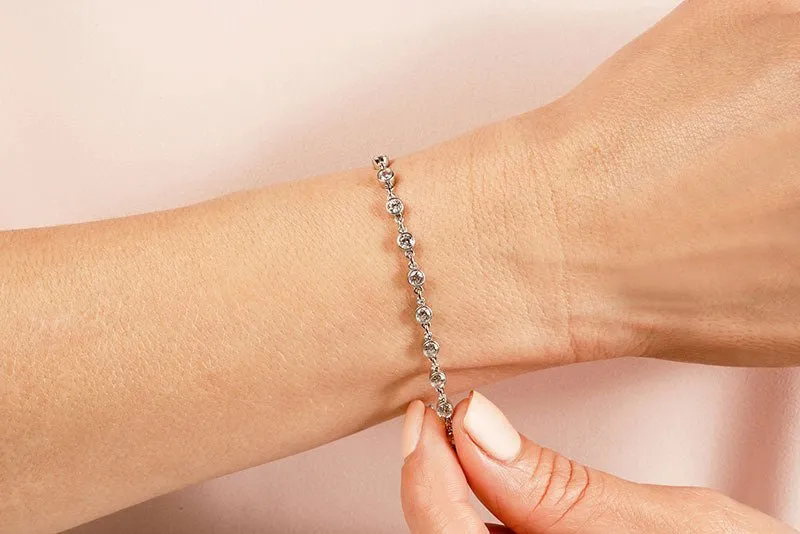 Diamond Drops Single Link Bezel Lab-Grown Diamond Bracelet with 2.04 ct.(finished) 2.5mm