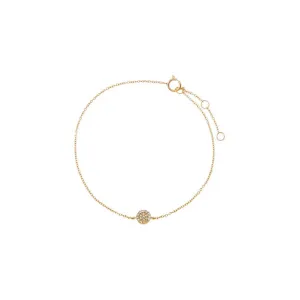 Diamond Pave Round Pendant Bracelet 14K