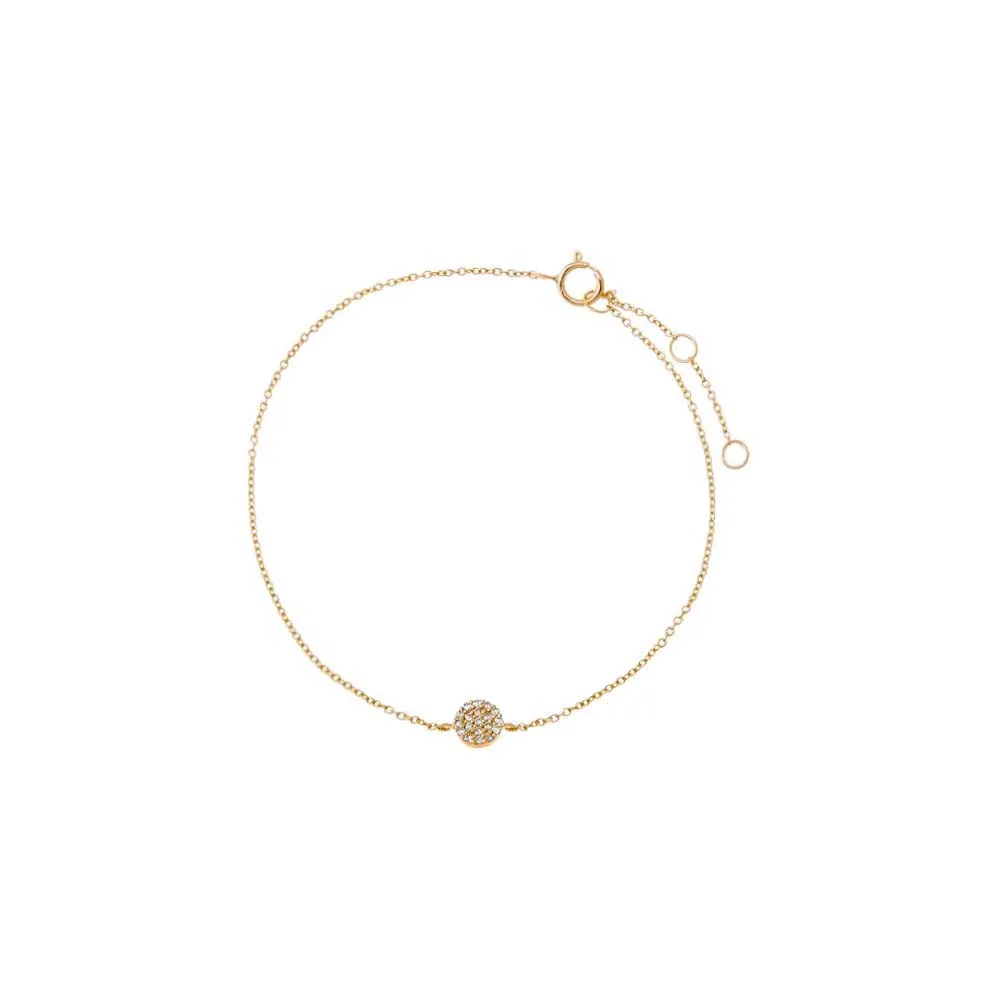 Diamond Pave Round Pendant Bracelet 14K