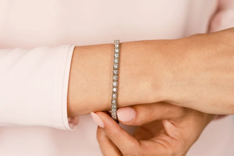 Diamond Square Link Diamond Bracelet with 3.78 ct.(finished) 3mm