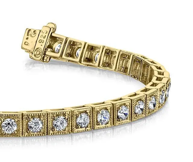 Diamond Square Link Diamond Bracelet with 3.78 ct.(finished) 3mm