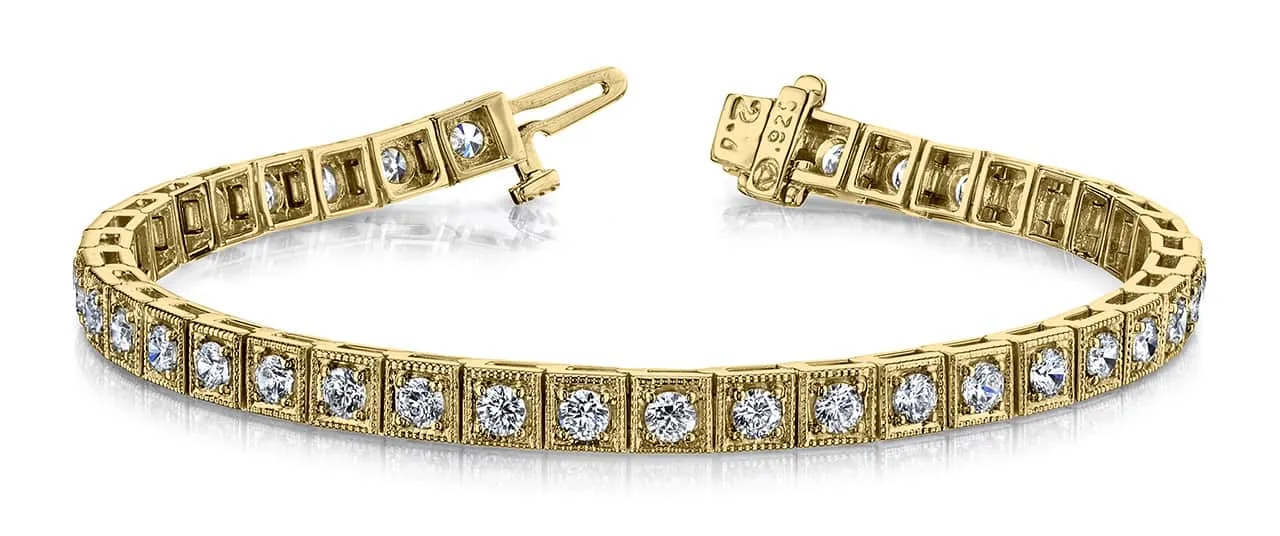 Diamond Square Link Diamond Bracelet with 3.78 ct.(finished) 3mm