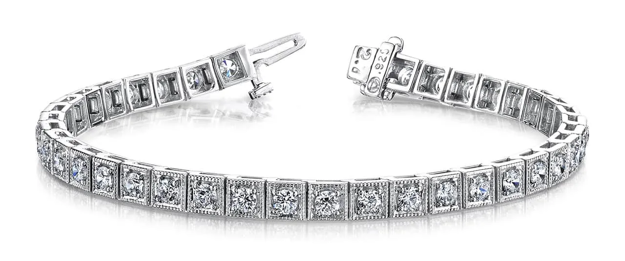 Diamond Square Link Diamond Bracelet with 3.78 ct.(finished) 3mm