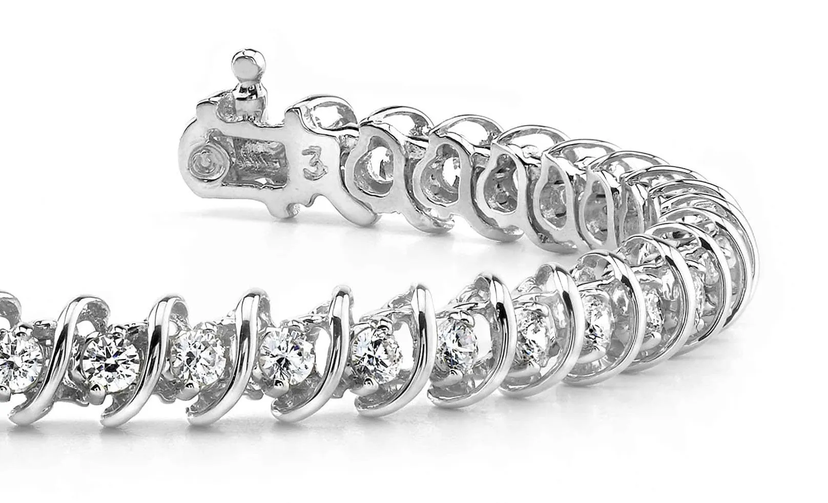 Diamond Swirl Link Lab-Grown Diamond Tennis Bracelet with 2.94 ct.(finished) 2.7mm